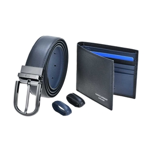 Tumbled Leather Wallet & Belt (Gun Metal Buckle) Gift Set